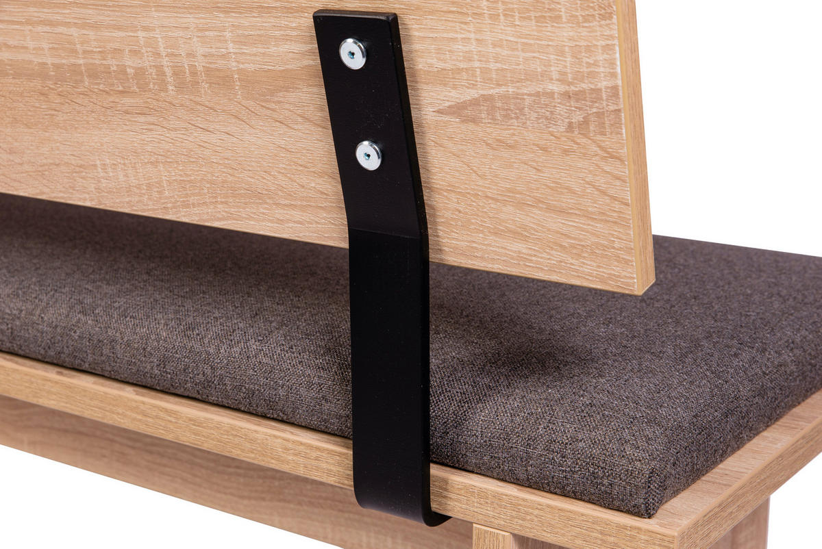 SITZBANK Die Stilvolle - Eichefarben/Grau, Holzwerkstoff/Textil (48/85/125cm) - Kundler Home