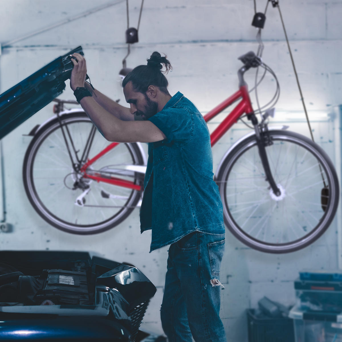 FAHRRADLIFT - Schwarz, Kunststoff/Metall (25/7.5/9cm) - Relaxdays