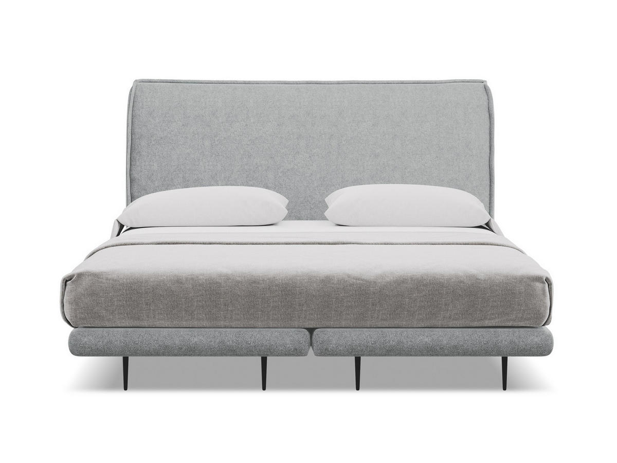 POLSTERBETT Doppelbett mit Matratze Bouclé Stoff Grau - Silberfarben/Schwarz, Textil/Metall (140/200cm) - Makamii