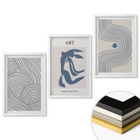 WANDBILDER 3er-Set - 40x60 cm Weißer Rahmen - Abstrakte blaue Linien - Weiß, Kunststoff (40/60cm) - ArtPrintCave