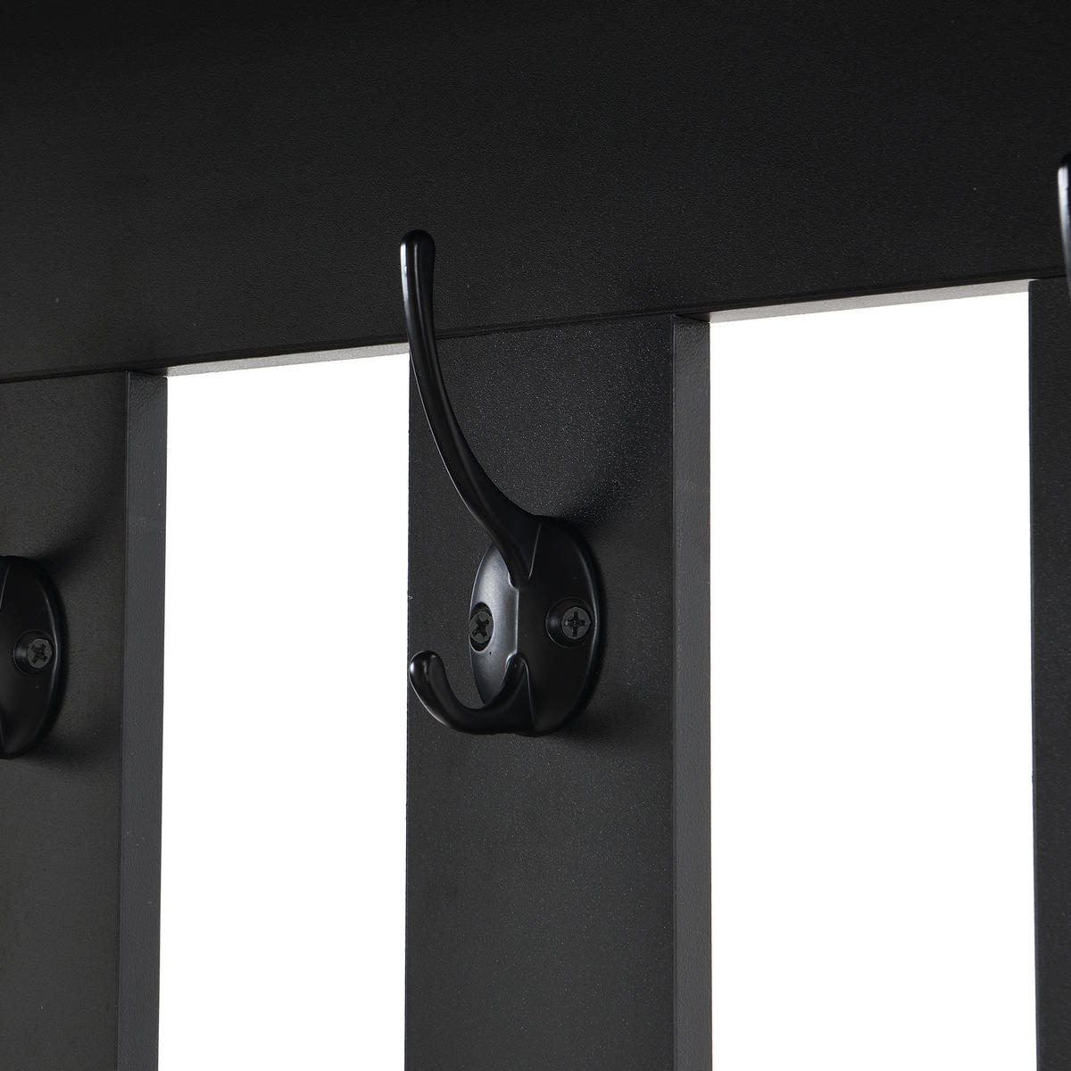 SCHUHSCHRANK aus MDF H180 & B100 & T35cm in Schwarz mit Sitzbank & Stecktafel - Schwarz, Holzwerkstoff (100/180/35cm) - Modfu