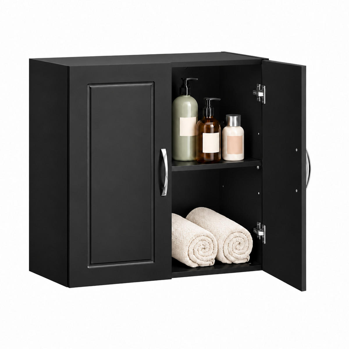 HÄNGESCHRANK Schwarz, 60 x 60 x 30 cm, mit verstellbarem Regalboden, für Bad, Küche und Waschraum - Schwarz, Holzwerkstoff (60/60/30cm) - SoBuy
