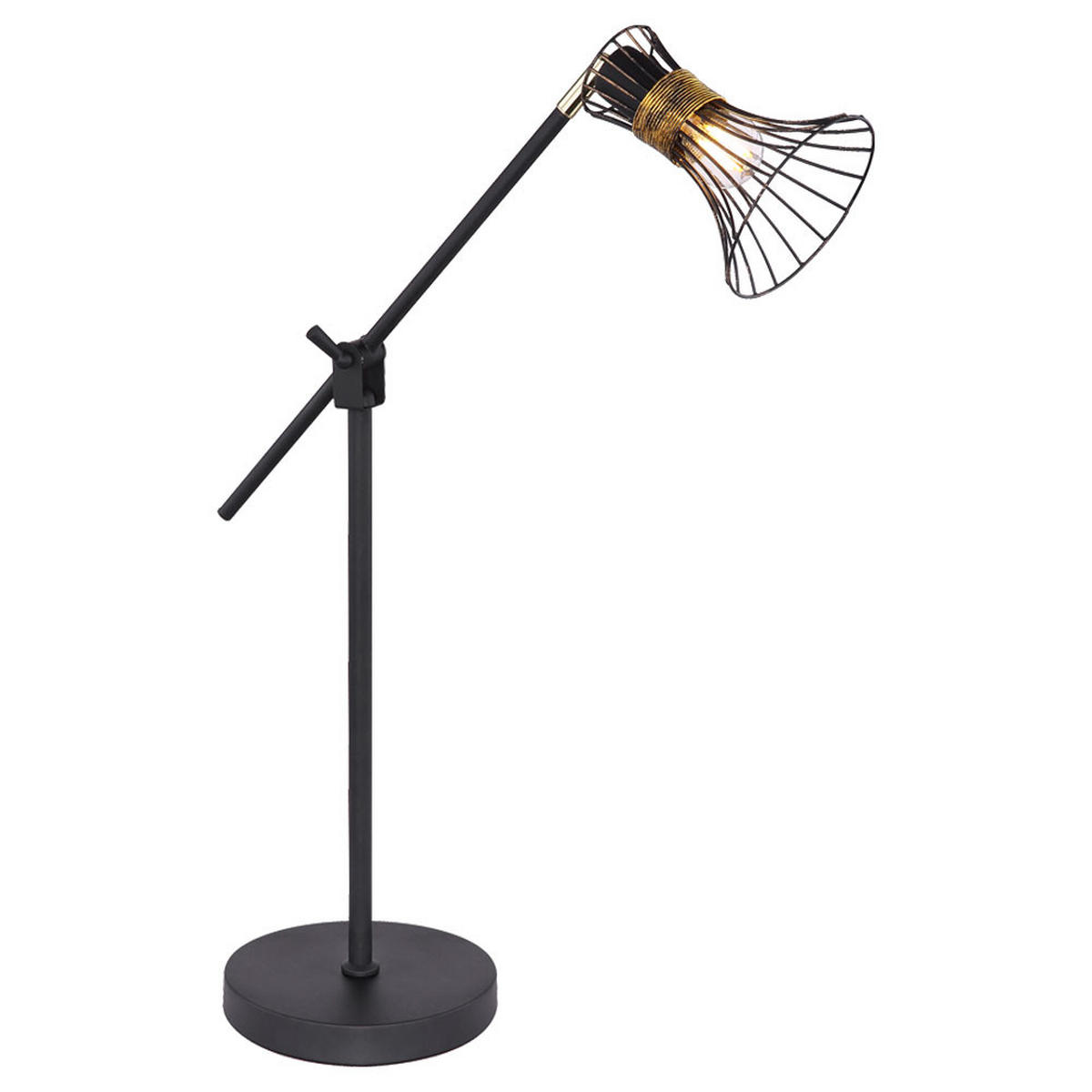 LED TISCHLEUCHTE PURRA Schwarz Gold - Schwarz, Metall (49/18/52cm)