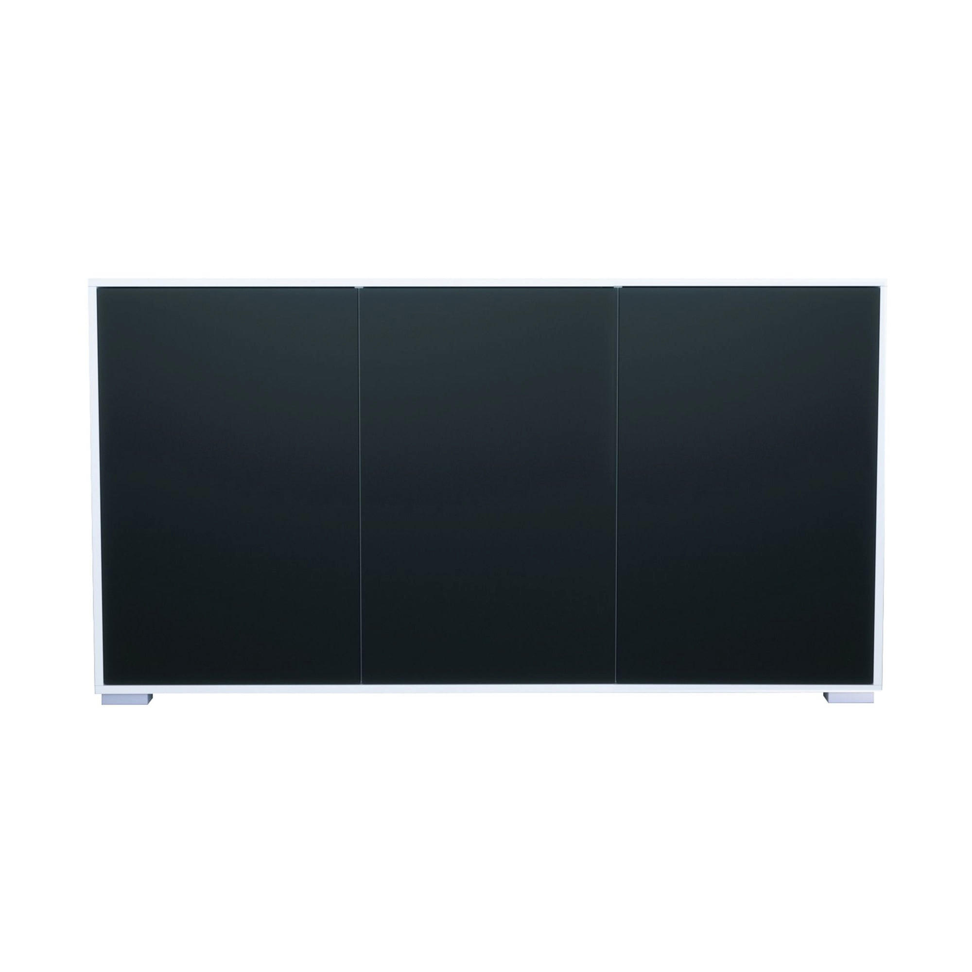 SIDEBOARD Elena, Kommode mit Push-to-Open, Made in Germany, Moderner Schrank, Weiß matt/Schwarz matt (152,5 x 83 x 37 cm) - Schwarz, Holzwerkstoff (152.5/83/37cm) - InnoFurn