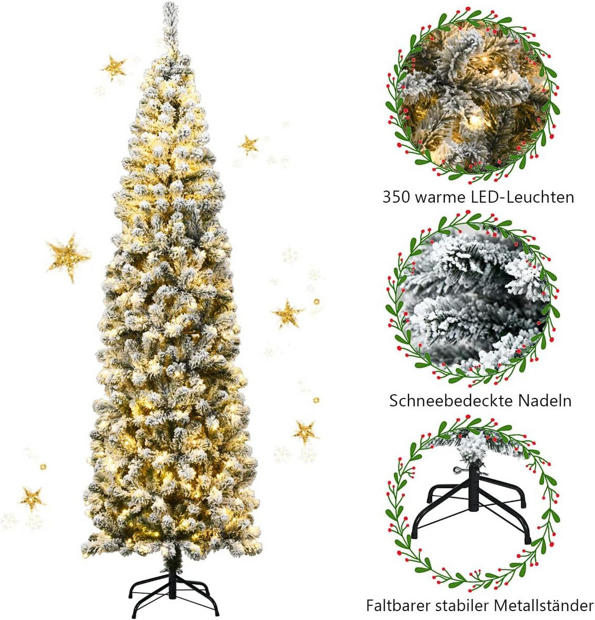 WEIHNACHTSBAUM Grün - Grün, Kunststoff (225cm) - COSTWAY