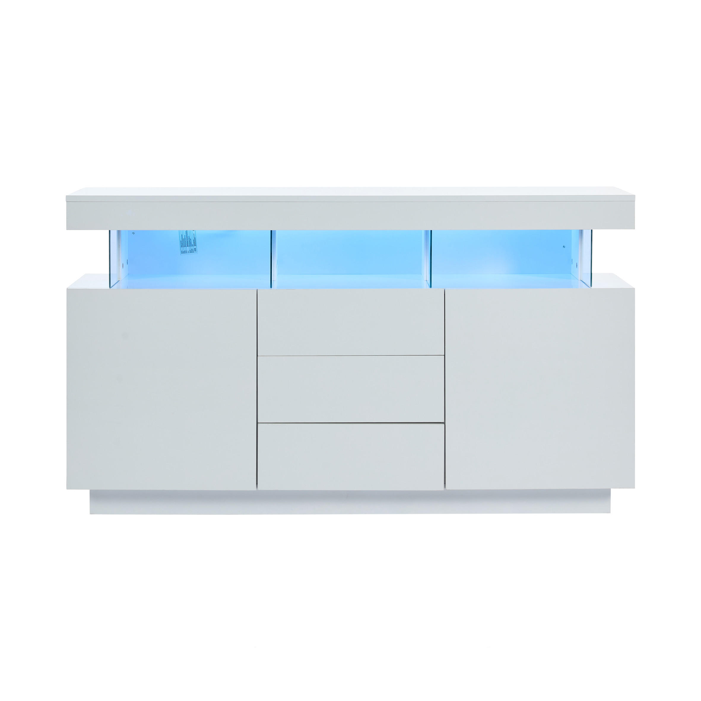 SIDEBOARD mit LED-Beleuchtung Moderner Aufbewahrungsschrank - Weiß, Holzwerkstoff (140/80/35cm) - Urban Meuble