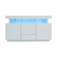 SIDEBOARD mit LED-Beleuchtung Moderner Aufbewahrungsschrank - Weiß, Holzwerkstoff (140/80/35cm) - Urban Meuble