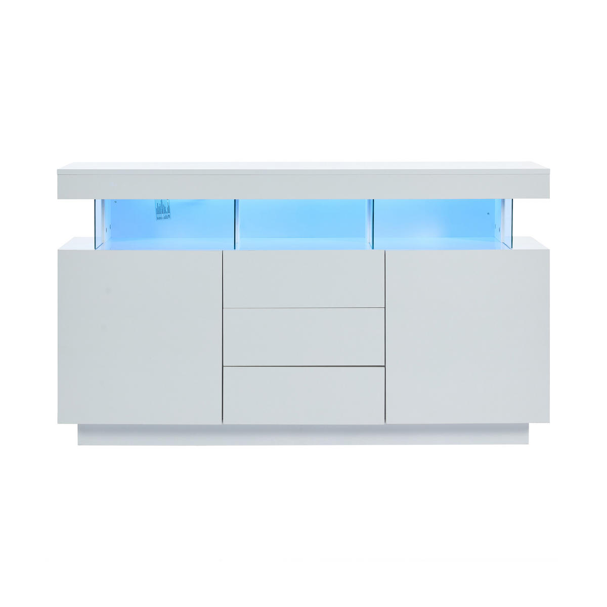 SIDEBOARD mit LED-Beleuchtung Moderner Aufbewahrungsschrank - Weiß, Holzwerkstoff (140/80/35cm) - Urban Meuble