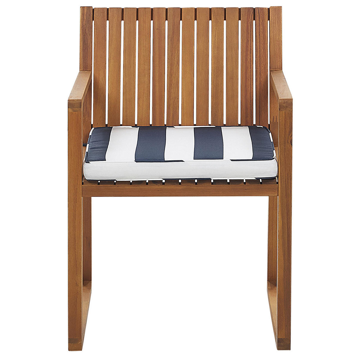 GARTENSTUHL Akazienholz Auflagen marineblau Sassari - Hellblau, Holz (54/80/59cm) - Beliani