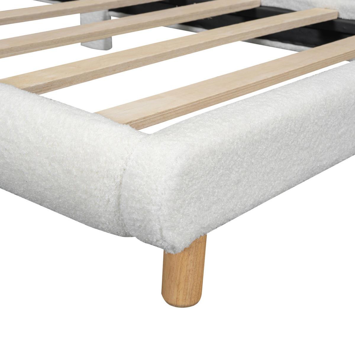 KINDERBETT 90/200 cm mit gepolstertem Blüten-Kopfteil aus Plüsch, Weiß - Weiß, Textil (90/200cm) - Redom