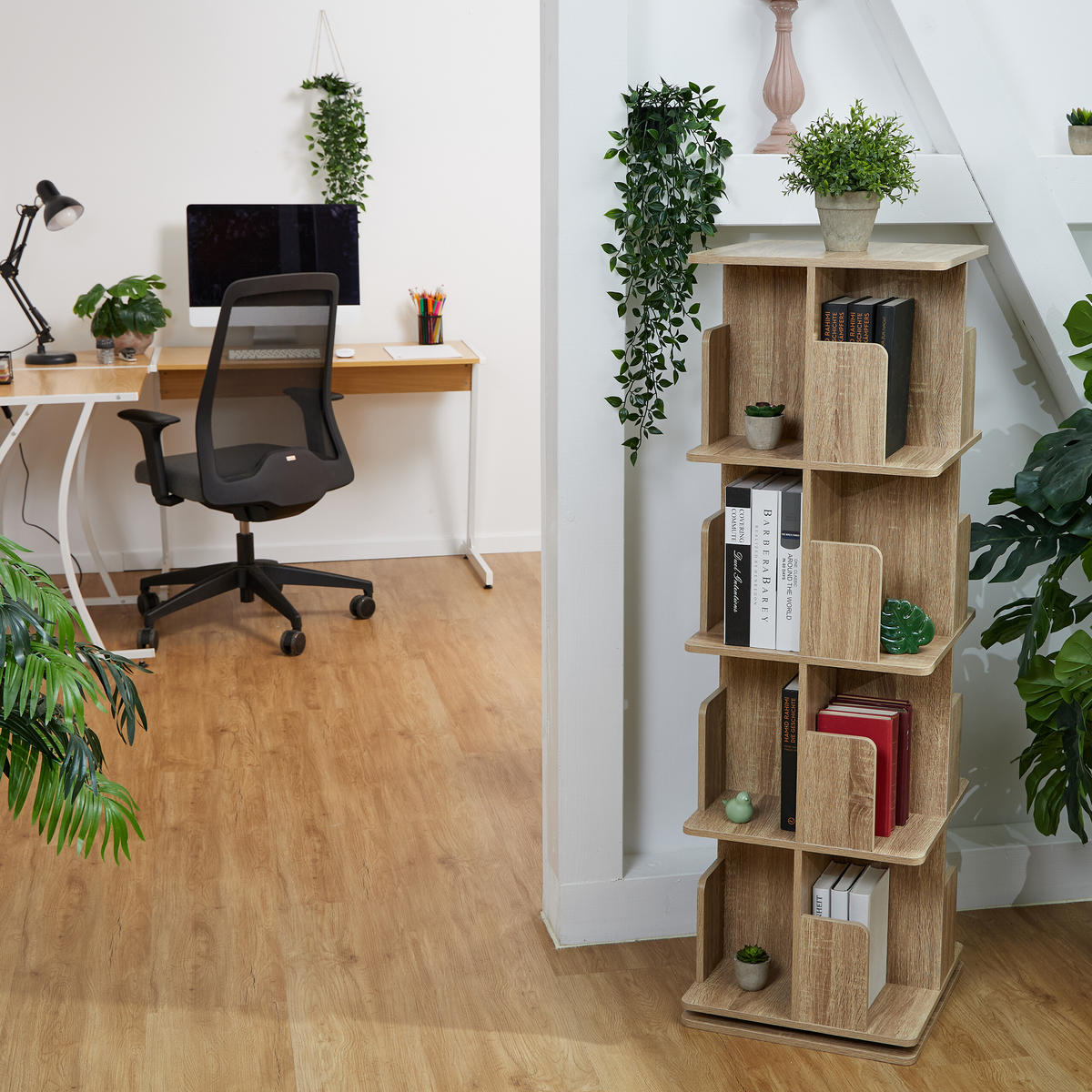 BÜCHERREGAL - Hellbraun, Holzwerkstoff/Metall (39/125.5/39cm) - Relaxdays