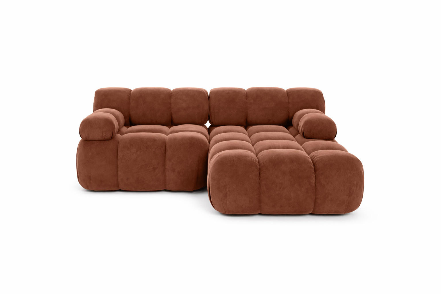 ECKSOFA L-form Mini Modular, Veloursstoff Salvador, Braun, Rechts, Selia - Braun, Holz (190/160cm) - Kaiser Möbel