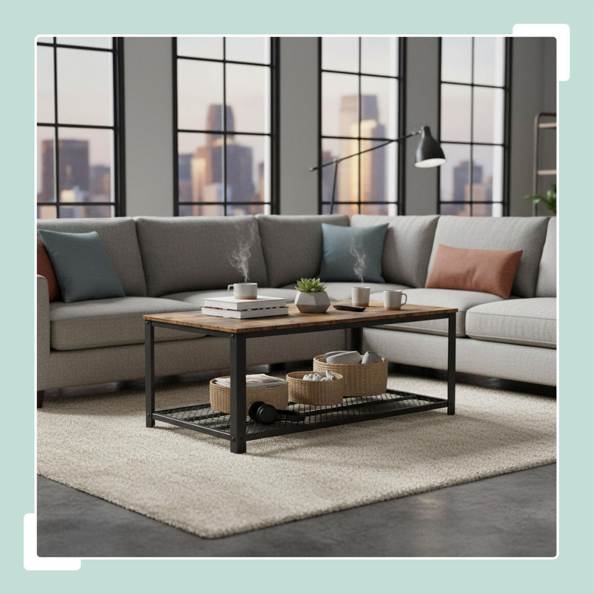 COUCHTISCH - Multicolor, Holzwerkstoff/Metall (60/106/45cm) - Relaxdays