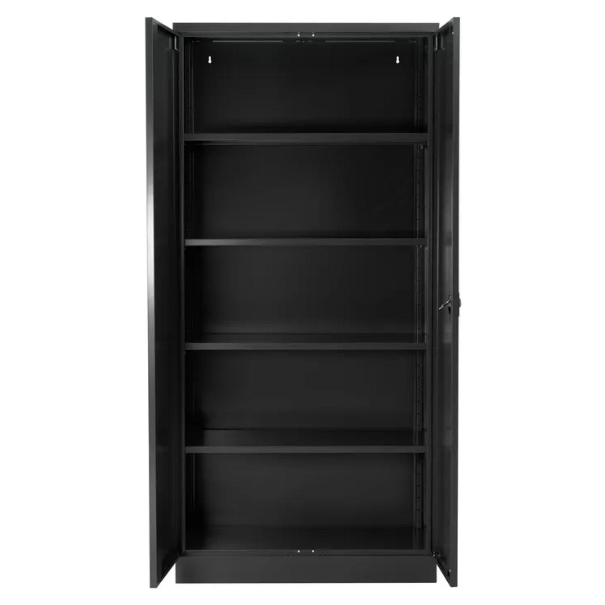 STAHLSCHRANK Bee mit 9 lackierten Fachböden 195x92x60 cm Korpusfarbe Schwarz Frontfarbe Schwarz - Schwarz, Metall (92/195/60cm)