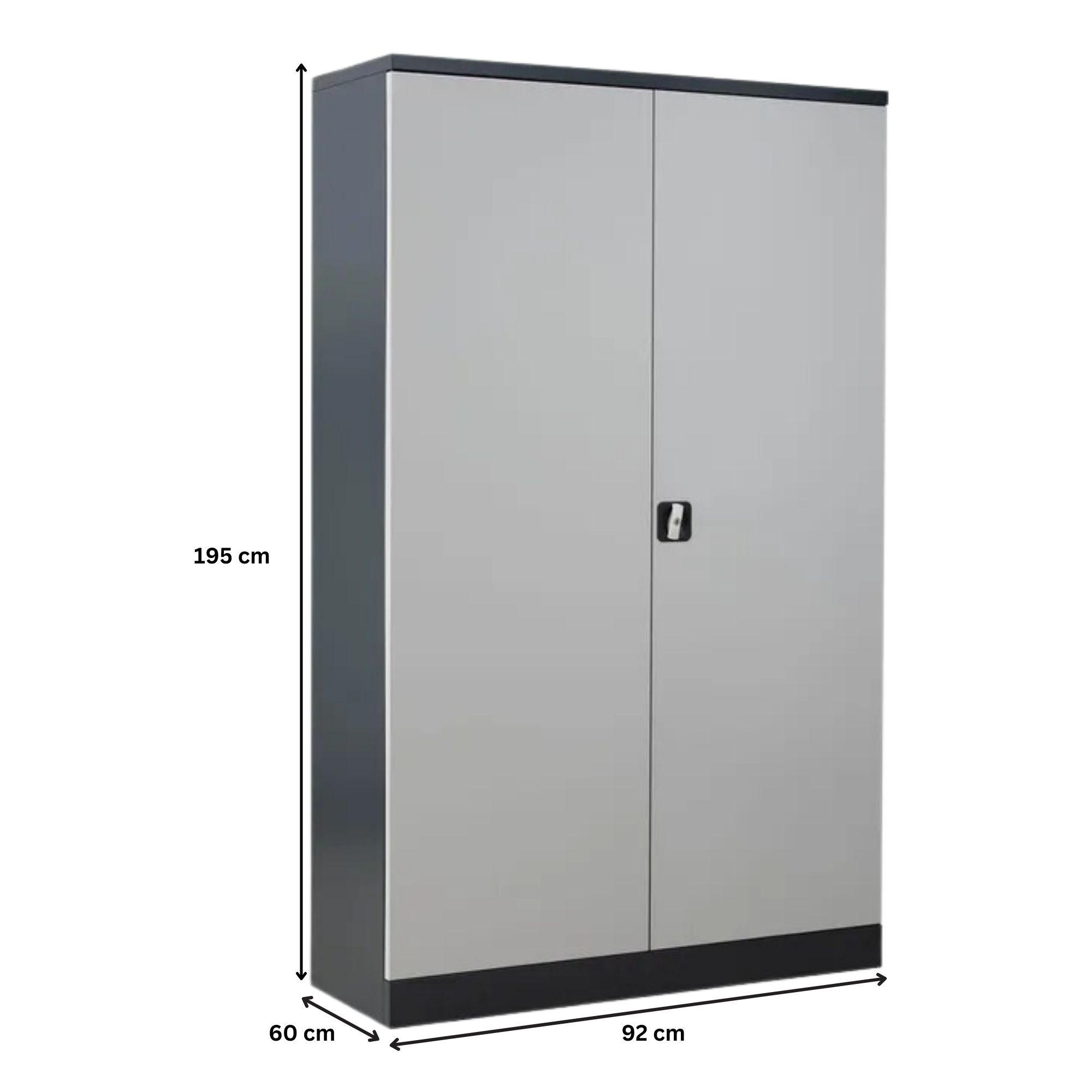 STAHLSCHRANK Bee mit 6 lackierten Fachböden 195x92x60 cm Korpusfarbe Schwarz Frontfarbe Lichtgrau - Hellgrau, Metall (92/195/60cm)
