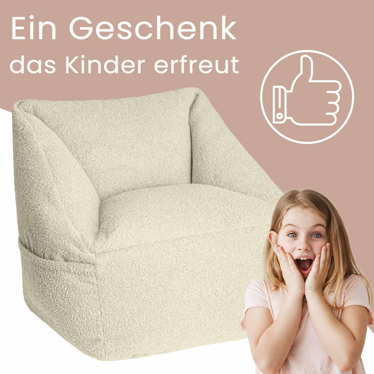 SITZSACK-SESSEL Bambino 55/60/55 cm, weicher Cord 380 g/m², mit Griff & Seitentasche, Meeresblau - Creme, Textil (55/55/60cm) - Dreamroots