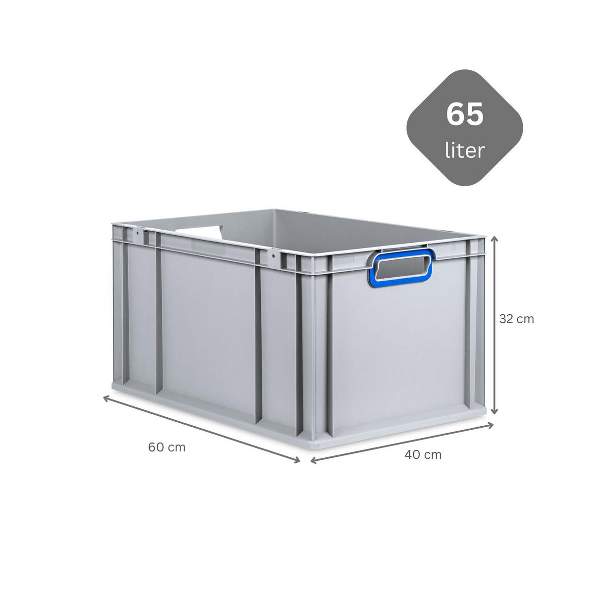 EUROBOX 3x Nextgen Color Mit Auflagedeckel 32x40x60cm Griffe Blau Offen - Blau, Kunststoff (40/32/60cm) - PROREGAL