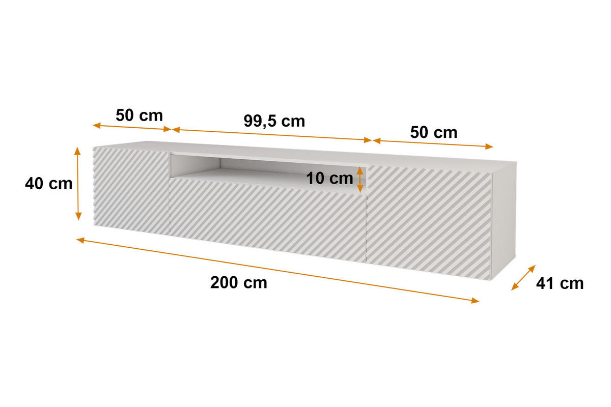 LOWBOARD ZENO-W 200x40x41 cm - Weiß - Weiß, Holzwerkstoff (200/40/41cm) - ALTDECOR
