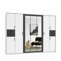 DREHTÜRENSCHRANK Kleiderschrank 313 cm mit Schubkästen & Passepartout & 3 Spiegeltüren, Weiß mit Absetzungen in Grafit, Griffe schwarz / 22584 - Graphitfarben/Schwarz, Holzwerkstoff/Kunststoff (313/210/58cm) - luma-home