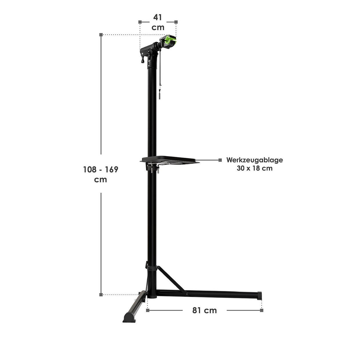 FAHRRADSTÄNDER Reparaturständer Belastbarkeit bis 50 kg klappbar - Schwarz, Metall (81/169/41cm) - Juskys