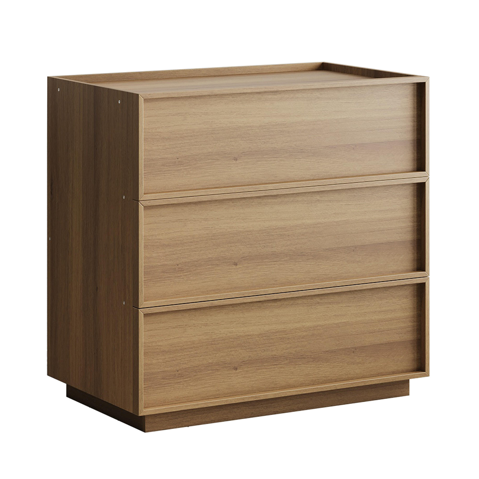 NACHTTISCH 80 cm Eiche – Nachtkommode mit 3 Schubladen & Kippsicherung - Eichefarben, Holzwerkstoff (80/78/48cm) - Urban Meuble