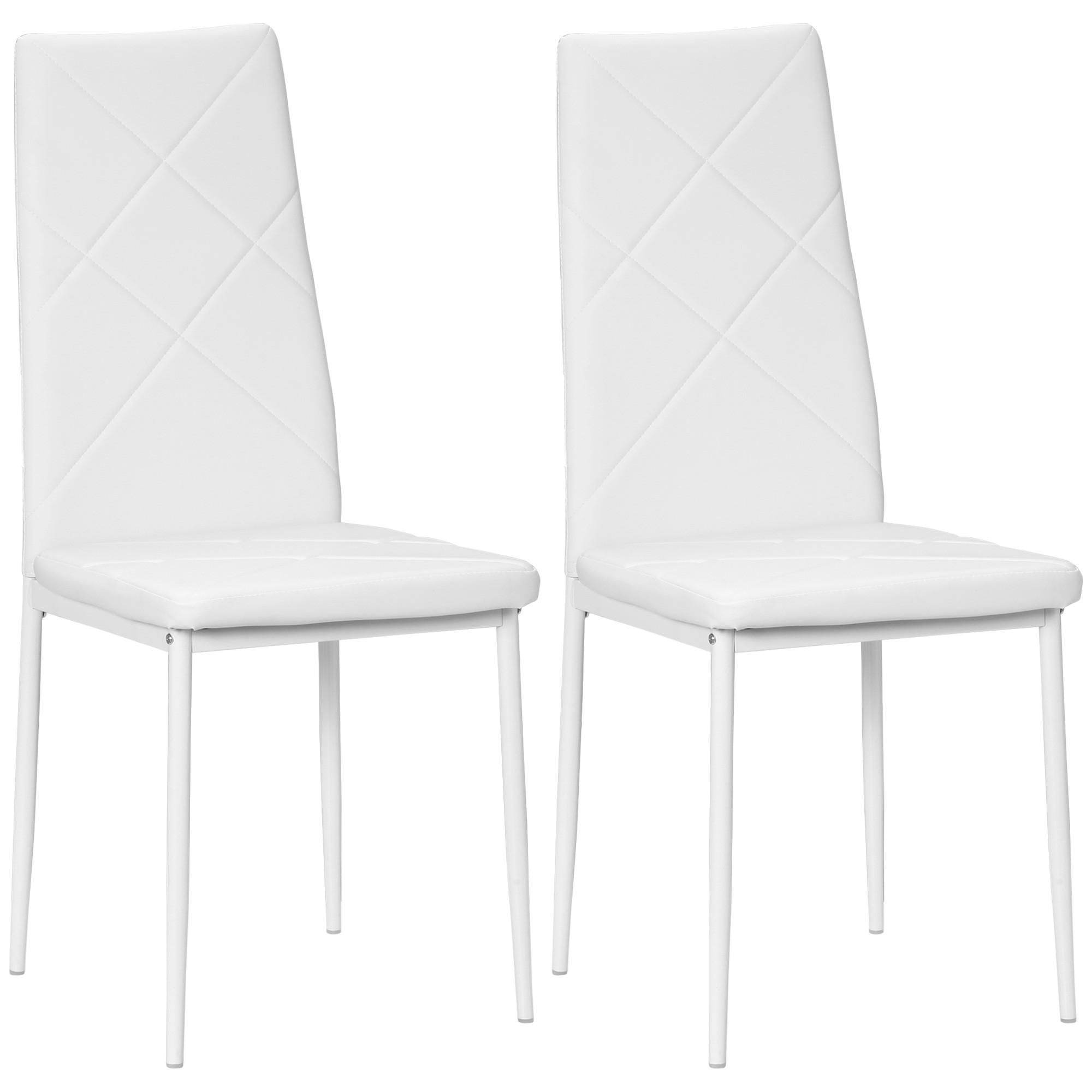 ESSZIMMERSTÜHLE 2er-Set DE-13343 hohe Rückenlehne Weiß - Weiß, Metall (50/97/41cm) - ComfortXL