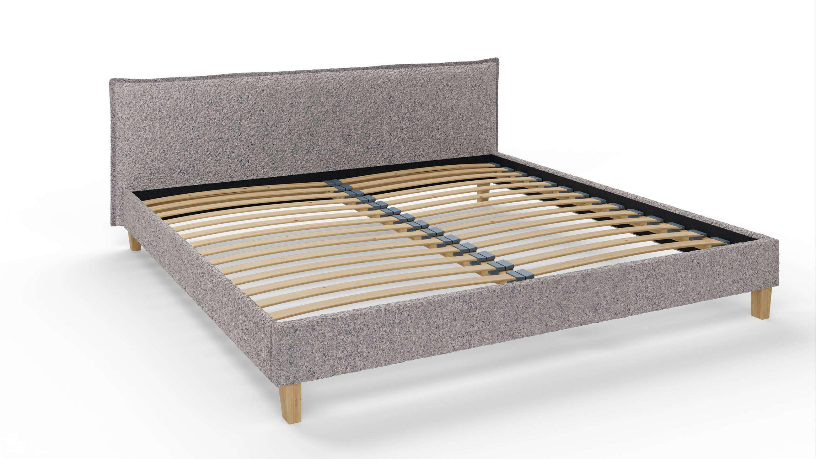 POLSTERBETT Arles 200/200 cm Boucle Stoff - Hellbraun/Grau, Holz/Textil (200/200cm) - S-Style Möbel