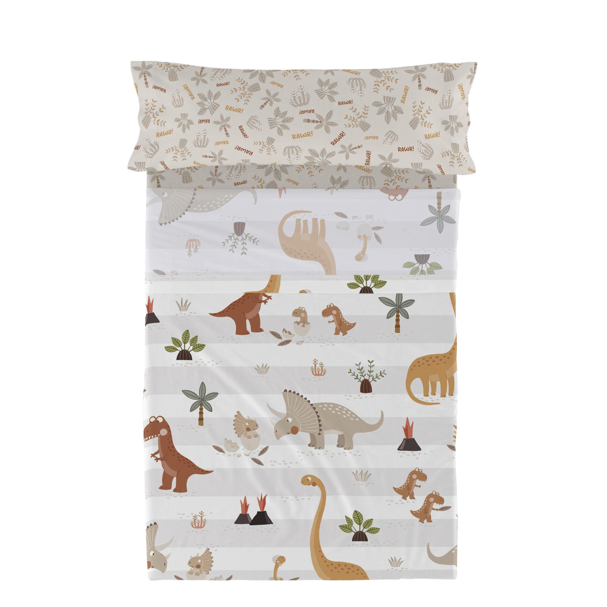 BETTWÄSCHE 2er-Set teiliges dino family 160x270 cm mehrfarbig - Multicolor, Textil (160/270cm) - Happy Friday
