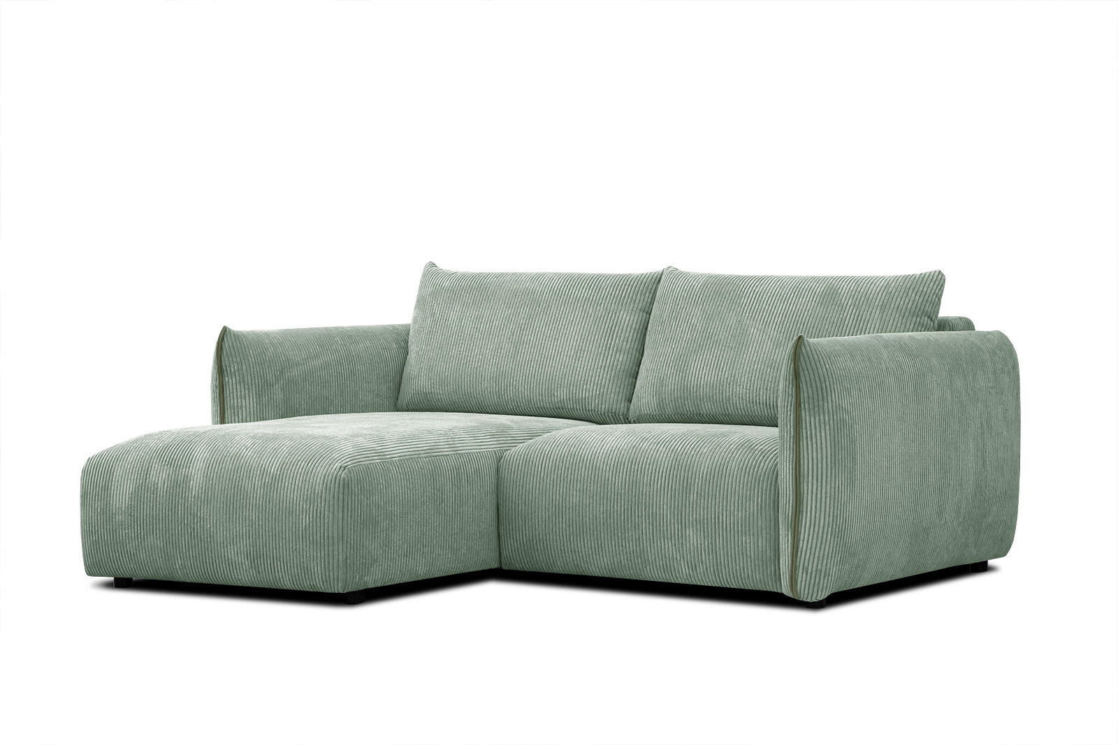 ECKSOFA TAUER 3-Sitzer, mintgrün - Schwarz/Mintgrün, Holzwerkstoff/Kunststoff (173/206cm) - Courtois Laville