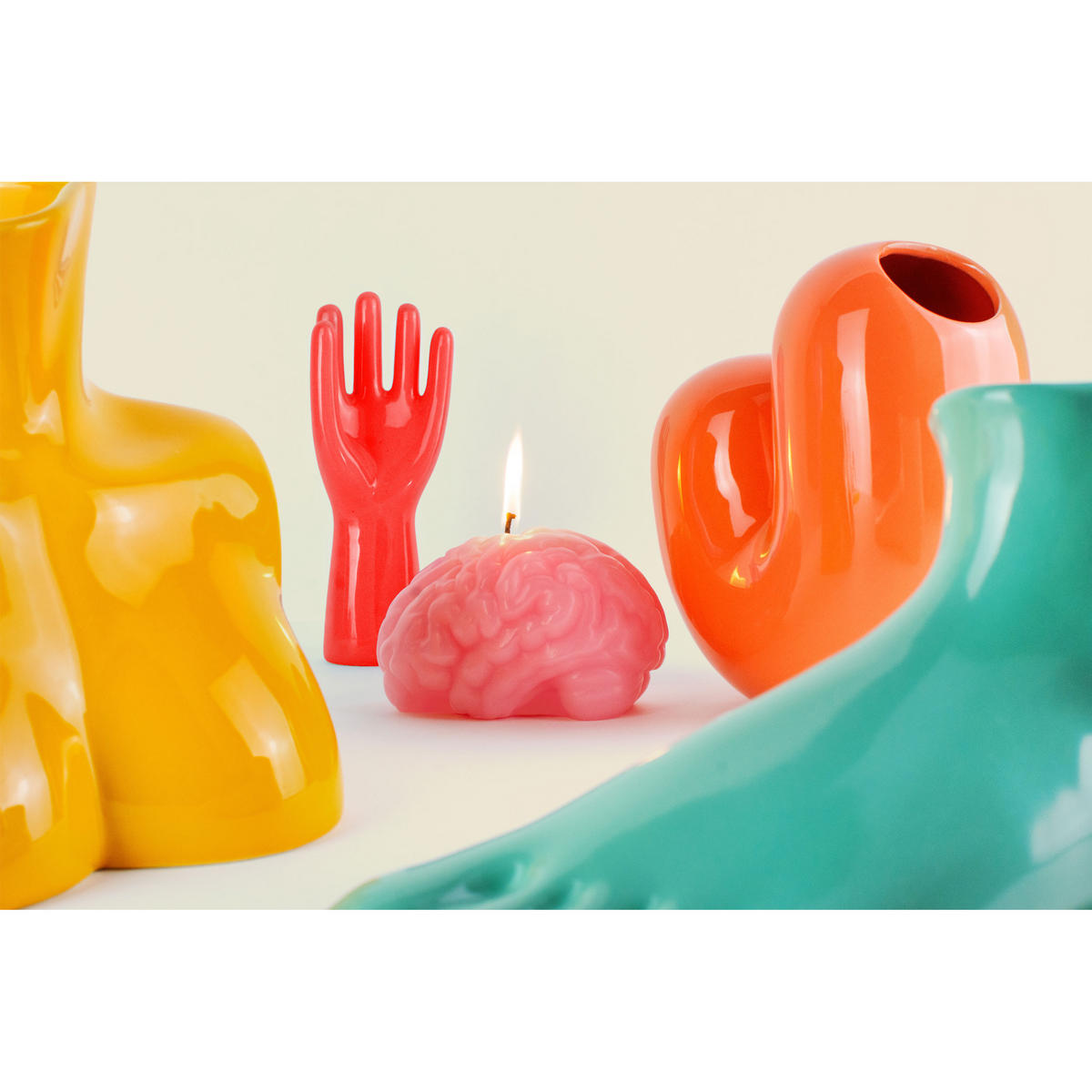 FIGURENKERZE Arts of Parts Brain, Paraffinwachs, Rosa, 10 cm - Rosa, Paraffin (11.5/10/15cm) - Donkey Products