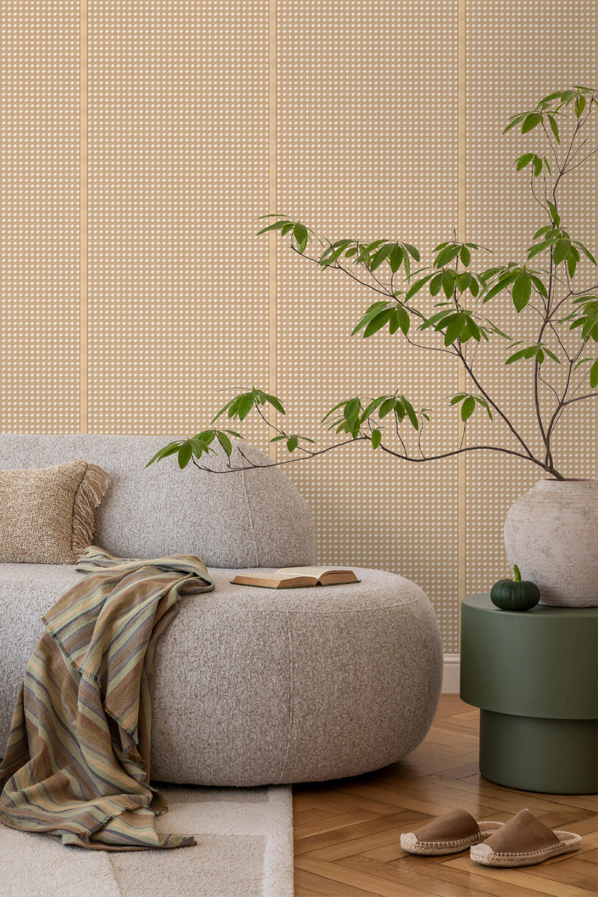 TAPETE Karomuster 53 cm x 10 m - Beige, Papier (53/1000cm) - Sanders & Sanders