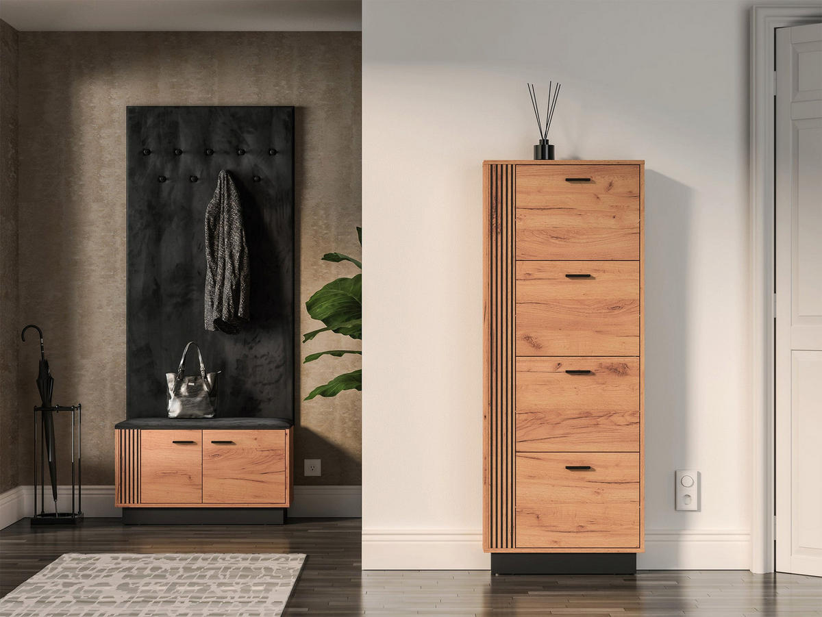 GARDEROBE Vasco Schwarz 80 cm - Schwarz, Holzwerkstoff (80/152.3/7.5cm) - Homebook