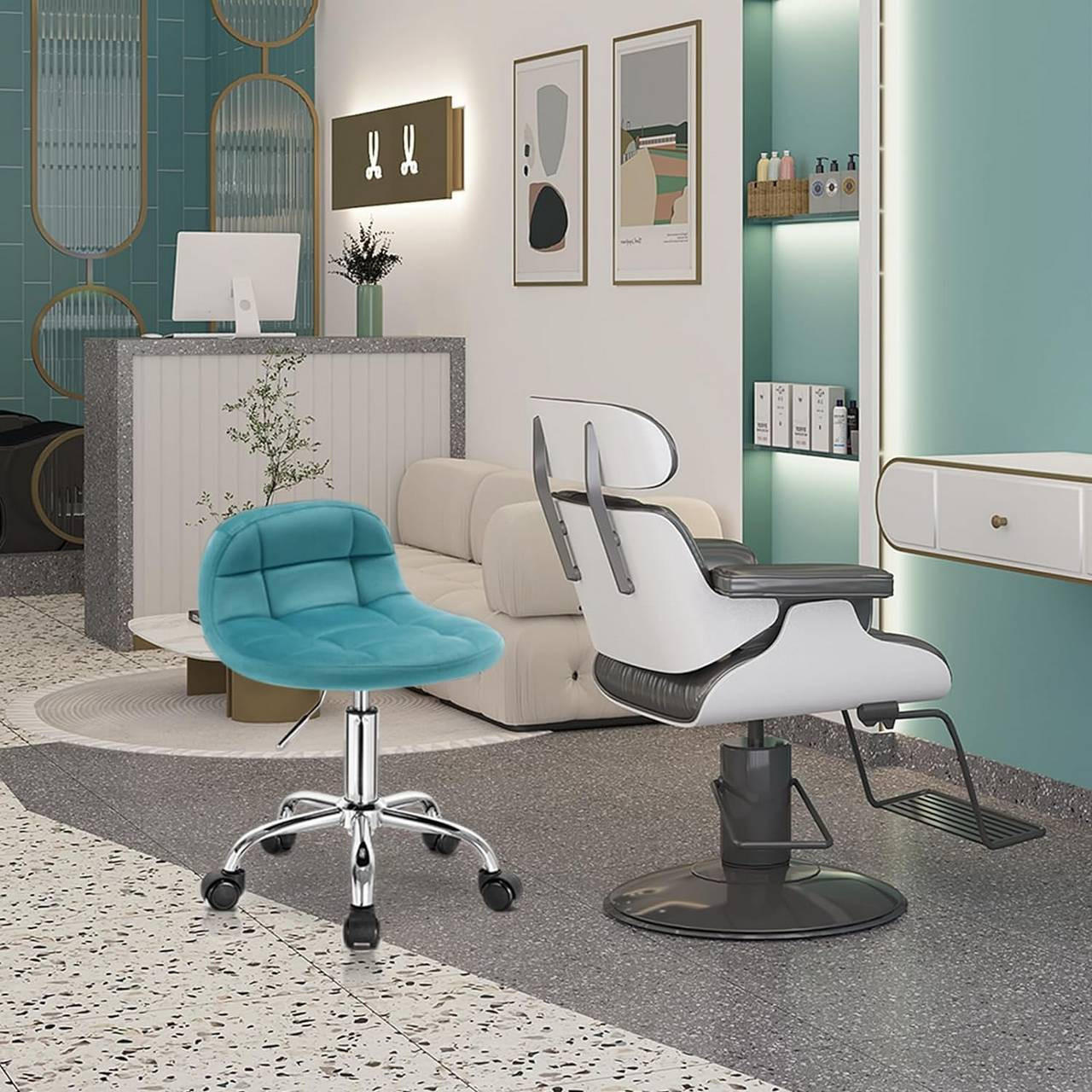 Thumbnail - Woltu Drehstuhl, Türkis, Textil, Drehkreuz, 43x56x43 cm, Arbeitszimmer, Bürostühle, Drehstühle