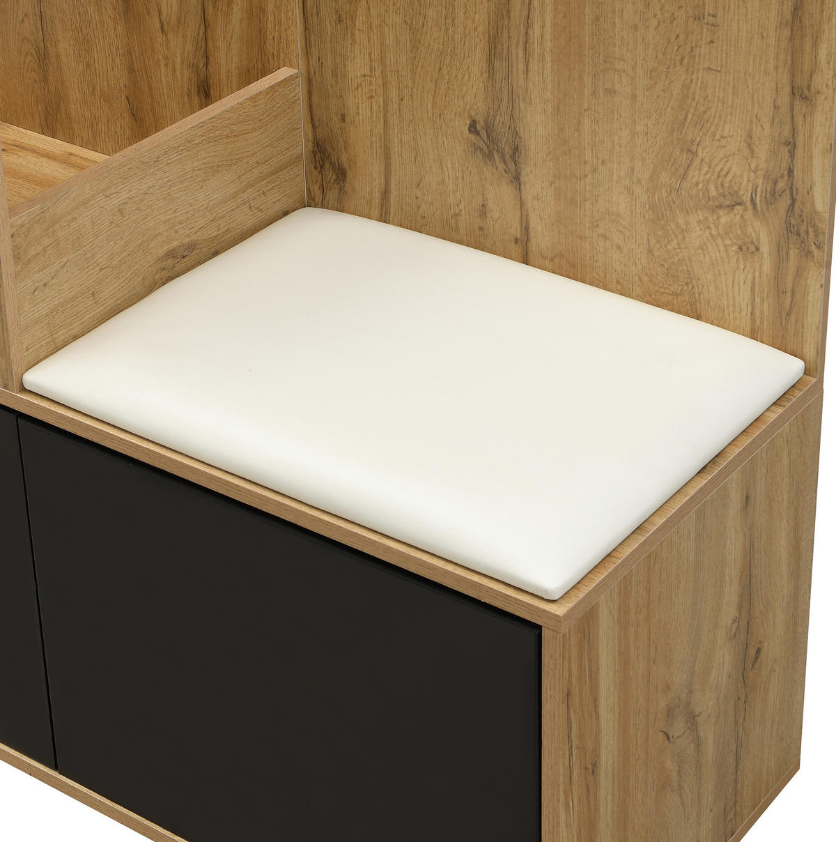 SCHUHSCHRANK aus MDF 100x38x191cm in Natur mit Bank & Spiegel - Naturfarben, Holzwerkstoff (100/191/38cm) - Modfu
