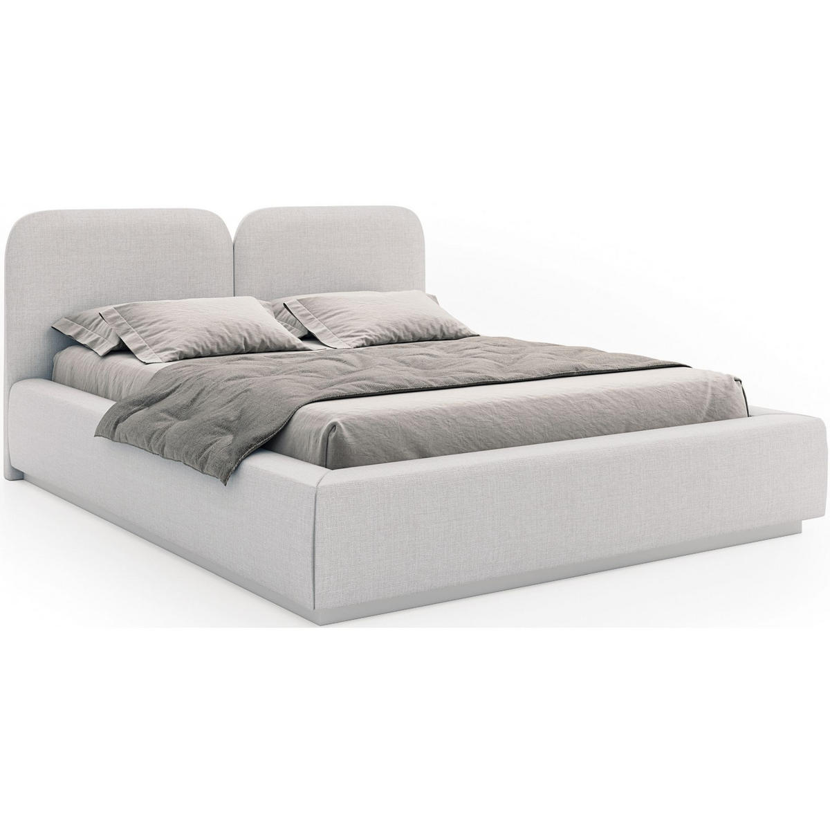 POLSTERBETT Comoves 160x200 Hellgrau mit Chenillebezug und LED - Hellgrau, Textil (160/200cm) - Selsey