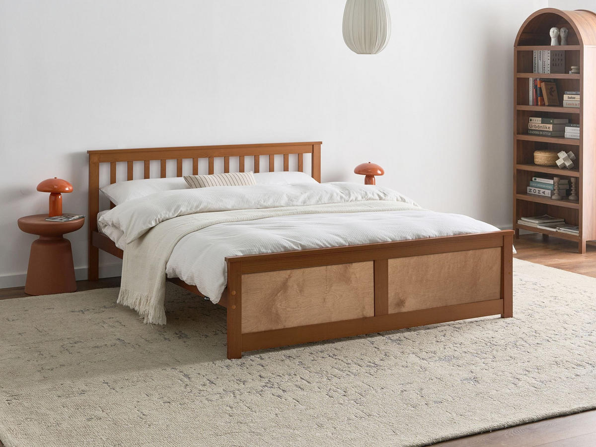 BETT mit Lattenrost 160/200 cm Kiefernholz Braun Olendon - Braun, Holz (160/200cm) - Beliani