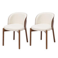ESSZIMMERSTÜHLE 2er-Set Massivholz Leinen & Esche - Walnussfarben, Holz (57/74/49cm) - Urban Meuble