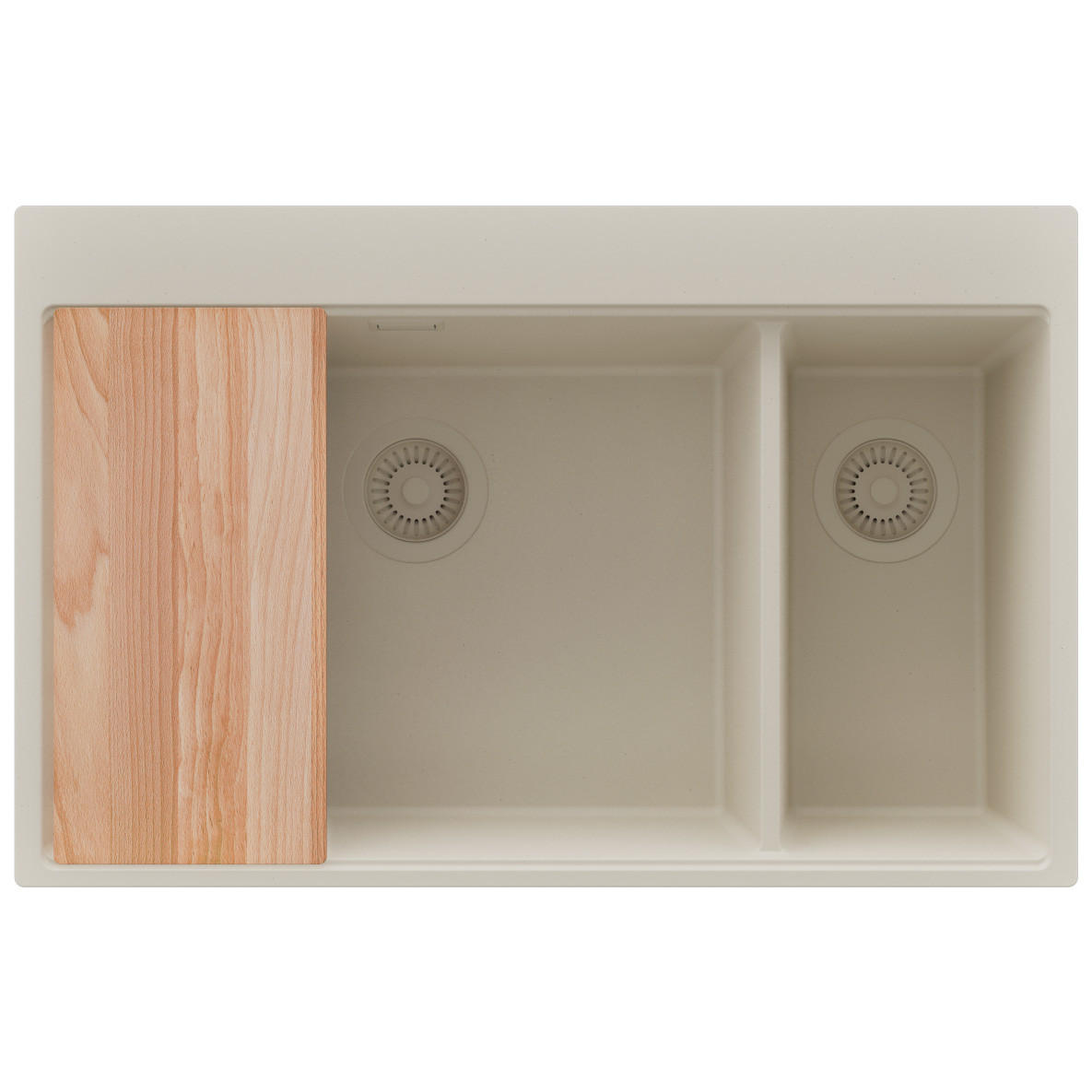 SPÜLBECKEN Oslo Duo, 2-er set Beige 78/50 cm 2 Becken + Ablauf-Set + Schneidebrett ab 80er Unterschrank - Beige, Kunststoff (78/20/50cm) - Primagran