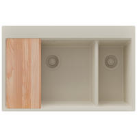 SPÜLBECKEN Oslo Duo, 2-er set Beige 78/50 cm 2 Becken + Ablauf-Set + Schneidebrett ab 80er Unterschrank - Beige, Kunststoff (78/20/50cm) - Primagran