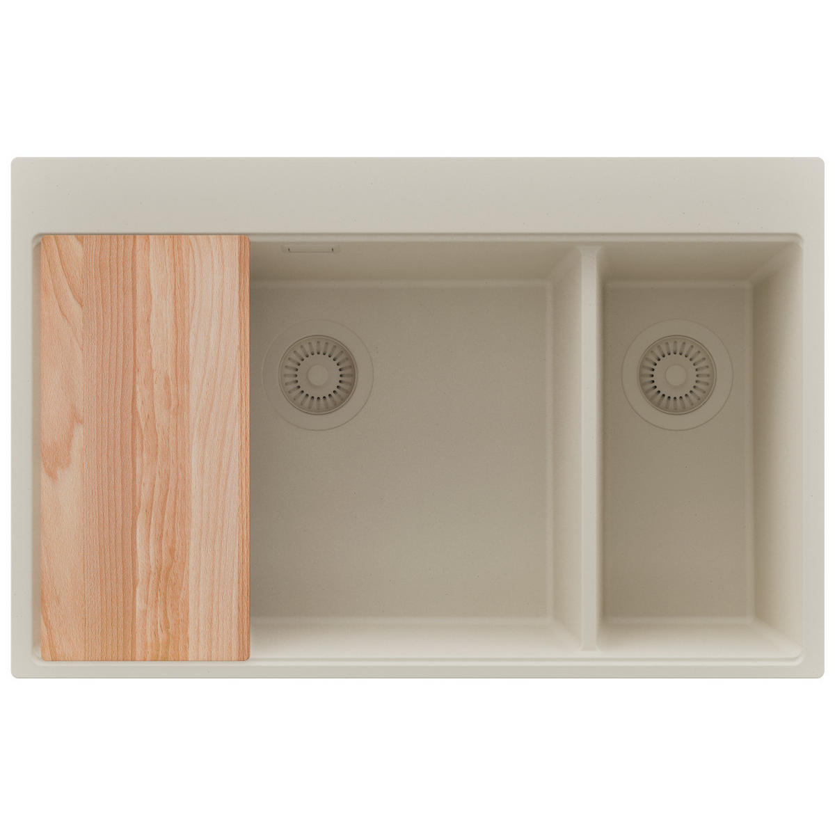 SPÜLBECKEN Oslo Duo, 2-er set Beige 78/50 cm 2 Becken + Ablauf-Set + Schneidebrett ab 80er Unterschrank - Beige, Kunststoff (78/20/50cm) - Primagran