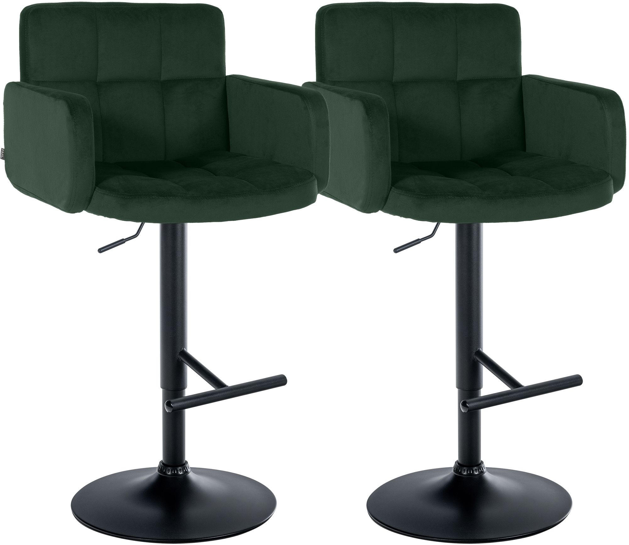 BARHOCKER 2 Samt Dunkelgrün - Dunkelgrün/Schwarz, Textil/Metall (60/93/56cm) - CLP