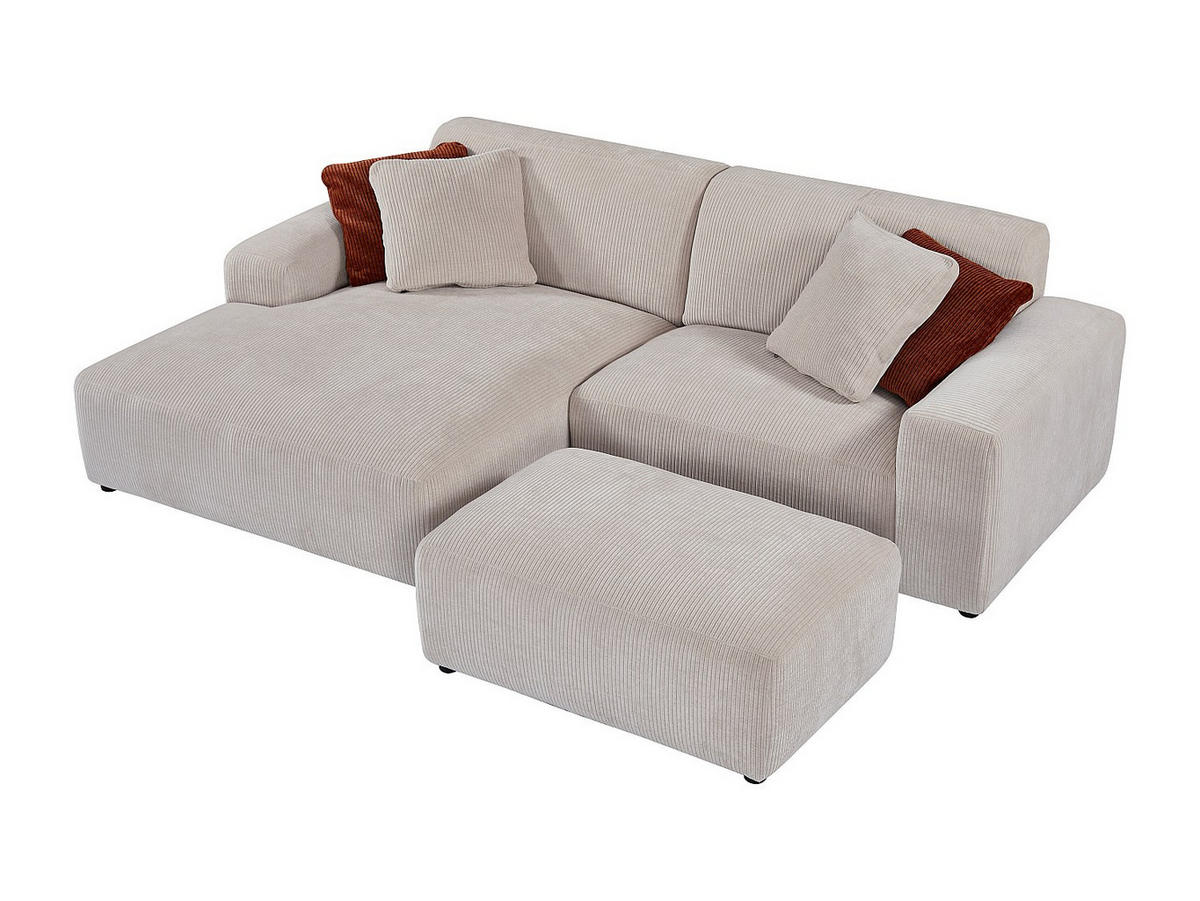 SOFA - 5 Personen - samt - beige Tirono - Beige, Kunststoff/Textil (254/80/161cm) - Vente-Unique