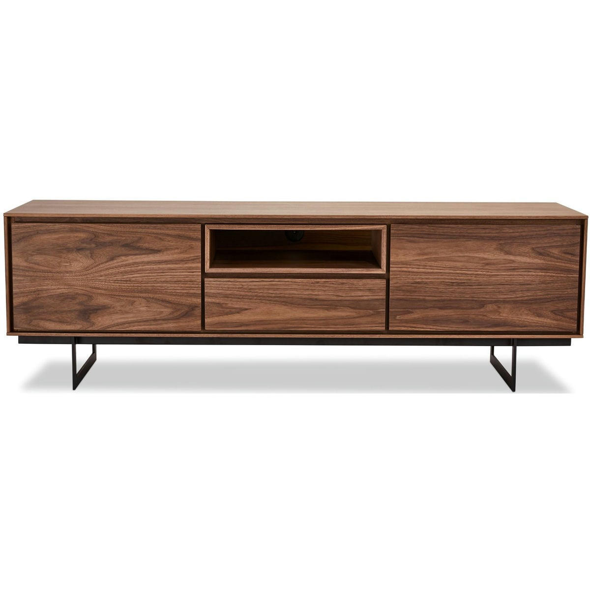 TV-ELEMENT Amerikanisches Walnussfurnier - Schwarz/Braun, Holz/Metall (160/50/45cm) - Furnhouse