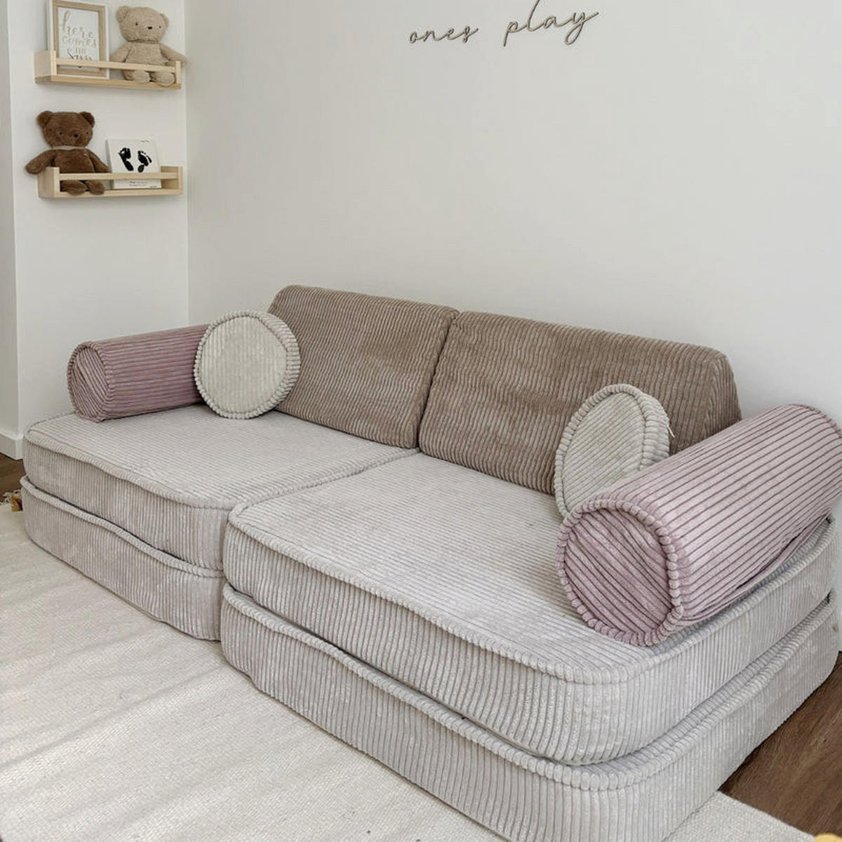 KINDERSOFA AESTHETIC 160 cm Cord Latte 8 Stk - Beige, Textil (80/12/160cm) - MeowBaby