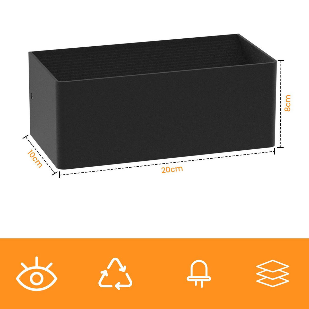 LED WANDLEUCHTE Herz 2er-Set - Schwarz, Metall (10/8/20cm) - Nettlife