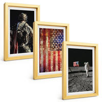 BILDER SET 3er Set - 20x30 cm Goldrahmen - Amerikanische Symbole, USA-Flagge - Goldfarben, Kunststoff (20/30cm) - TULUP