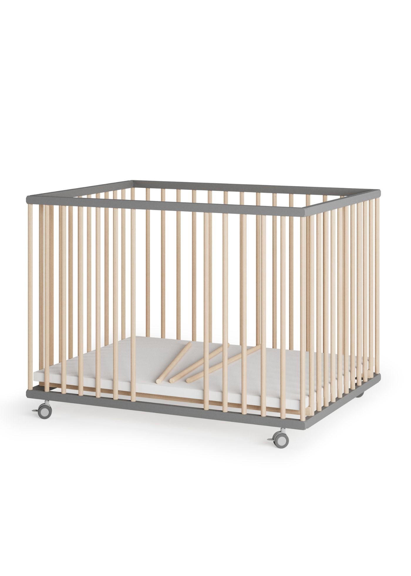 LAUFGITTER 75x100 cm mit Schlupfsprossen - grau/natur - Premium Kollektion - Naturfarben/Grau, Holz (100/74/75cm) - Sämann – make a difference.