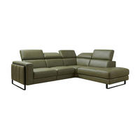 ECKSOFA Marchesi Echtleder Olivgrün - Olivgrün, Leder/Metall (257/80/220cm)