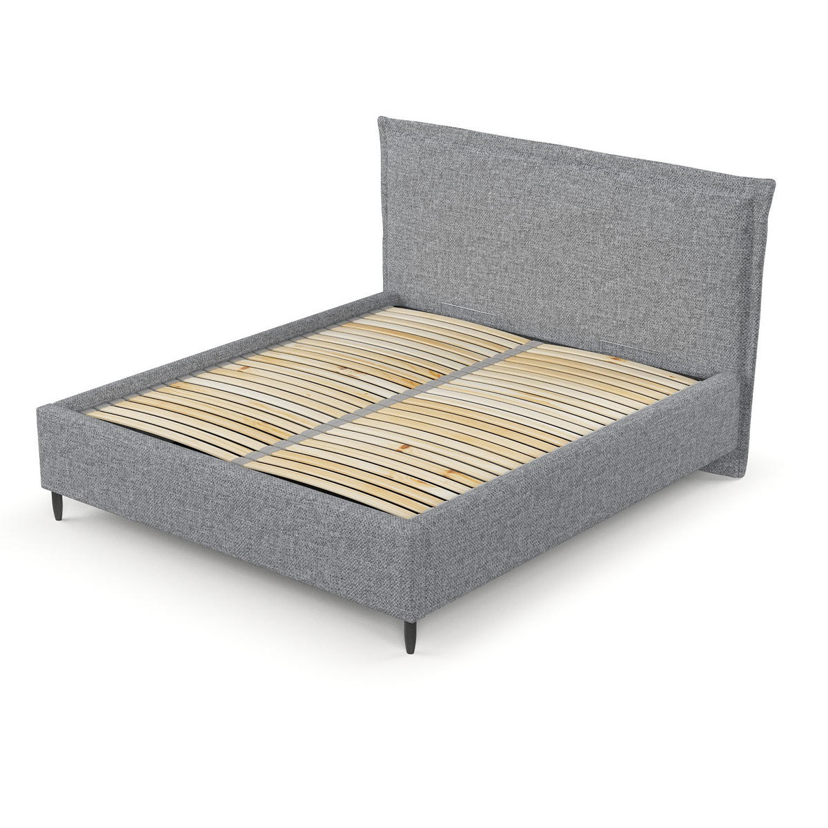 POLSTERBETT Cape Cod Grau 180/200 cm im Chenille-Stoff - Schwarz/Naturfarben, Holz/Holzwerkstoff (180/200cm) - Maison de Reve