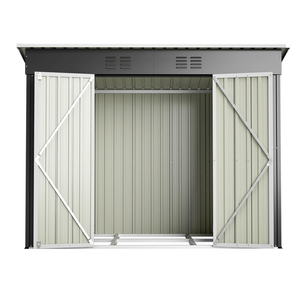 GERÄTEHAUS 242/111/182 cm Grau mit abschließbarer Tür und 2 Belüftungsgittern - Grau, Metall (126/182/242cm) - Oxeza
